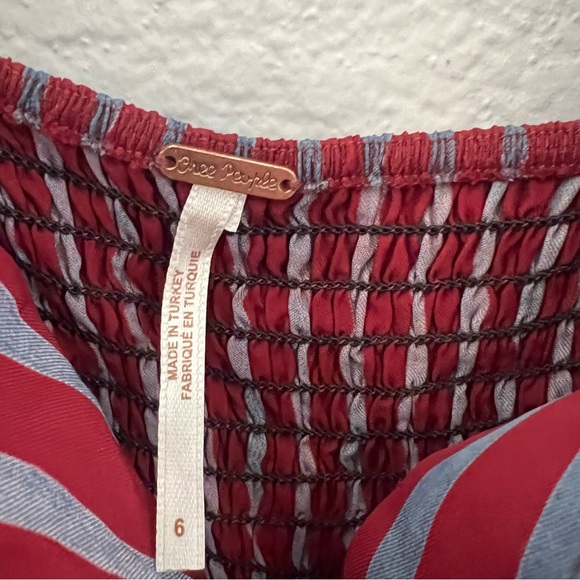 Free People City Girl Jumpsuit Size 6 Wine Blue Stripe - Picture 4 of 7